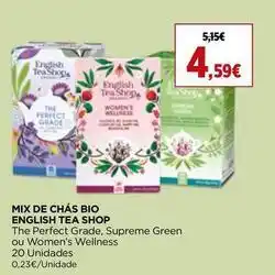 El Corte Inglés English tea shop - mix de chas bio promoção