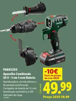 PARKSIDE Aparelho Combinado 20 V - 3 em 1 com Bateria