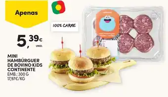 Continente Mini hambúrger de bovino kids continente promoção