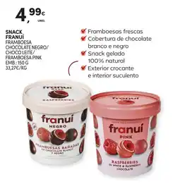 Continente Snack franui framboesa chocolate negro/ choco leite/ framboesa pink promoção