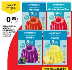 Continente Gelatinas 0% açúcar continente vários sabores promoção