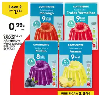 Continente Gelatinas 0% açúcar continente vários sabores promoção