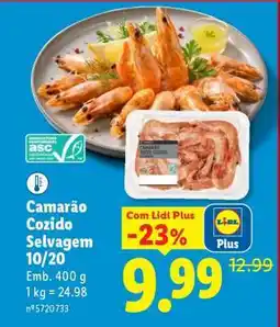 Lidl Camarão Cozido Selvagem 10/20 promoção