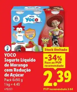 Lidl YOCO Iogurte Líquido de Morango com Redução de Açúcar promoção