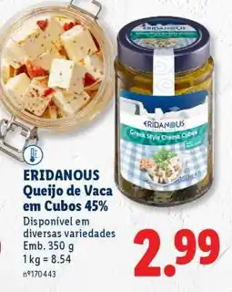 Lidl ERIDANOUS Queijo de Vaca em Cubos 45% promoção