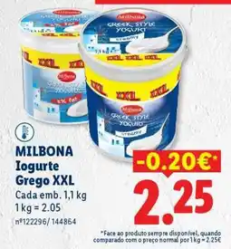 Lidl MILBONA Iogurte Grego XXL promoção