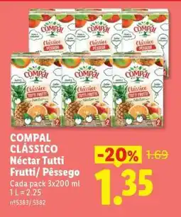 Lidl COMPAL CLÁSSICO Néctar Tutti Frutti/Pêssego promoção