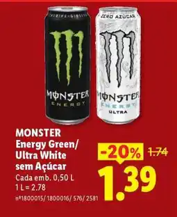 Lidl MONSTER Energy Green/Ultra White sem Açúcar promoção