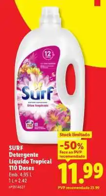 Lidl SURF Detergente Líquido Tropical 110 Doses promoção