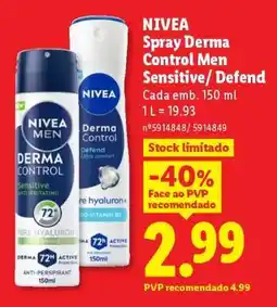 Lidl NIVEA Spray Derma Control Men Sensitive/Defend promoção