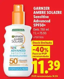 Lidl GARNIER AMBRE SOLAIRE Sensitive Advanced SPF50+ promoção