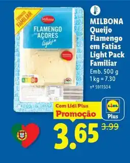 Lidl MILBONA Queijo Flamengo em Fatias Light Pack Familiar promoção