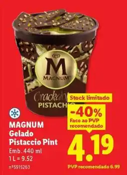 Lidl MAGNUM Gelado Pistaccio Pint promoção