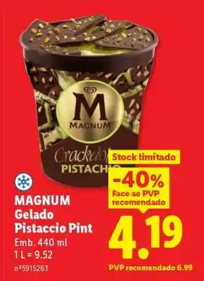 Lidl MAGNUM Gelado Pistaccio Pint promoção