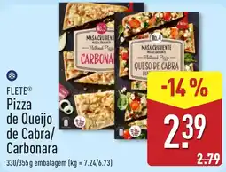 ALDI Flete pizza de queijo de cabra/carbonara promoção