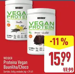 ALDI Weider proteína vegan baunilha/choco promoção