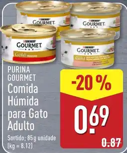 ALDI purina gourmet comida húmida para gato adulto promoção