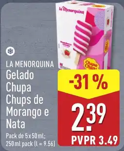 ALDI La menorquina gelado chupa chups de morango e nata promoção