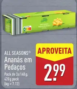 ALDI All seasons ananás em pedaços promoção