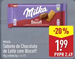 ALDI Milka Tablete de Chocolate de Leite com Biscoff promoção