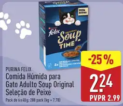 ALDI purina felix comida húmida para gato adulto soup original seleção de peixe promoção