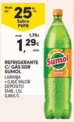 Continente Refrigerante c/ gás sdr sumol laranja promoção