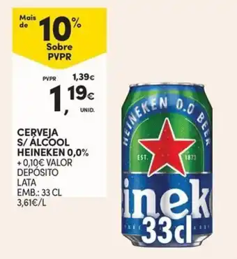 Continente Cerveja S/ Álcool Heineken 0,0% promoção