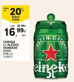 Continente Cerveja c/ álcool heineken barril promoção