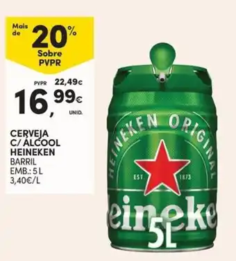 Continente Cerveja c/ álcool heineken barril promoção