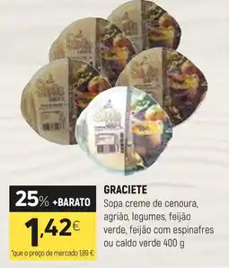 Coviran Graciete sopa creme de cenoura, agrião, legumes, feijão verde, feijão com espinafres ou caldo verde promoção