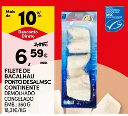 Continente filete de bacalhau ponto desal msc continente promoção