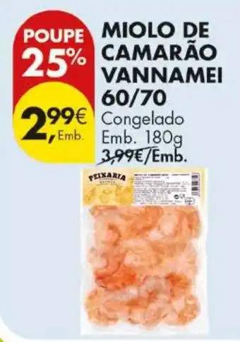 Pingo Doce miolo de camarão vannamei promoção