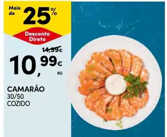 Continente Camarão 30/50 cozido promoção
