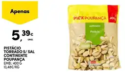 Continente Pistácio torrado s/ sal continente poupança promoção