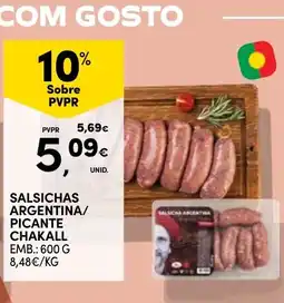 Continente Salsichas argentina/picante chakall promoção
