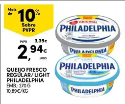 Continente queijo fresco regular/light philadelphia promoção