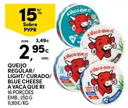 Continente Queijo regular/light/curado/blue cheese a vaca que ri promoção