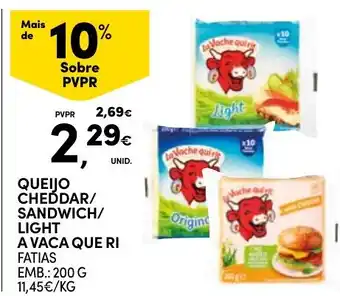 Continente Queijo cheddar/sandwich/light a vaca que ri promoção