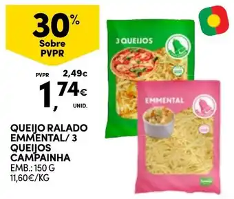 Continente Queijo ralado emmental / 3 queijos campainha promoção