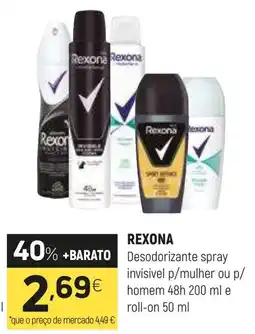 Coviran rexona desodorante spray invisivel p/mulher ou p/homem promoção
