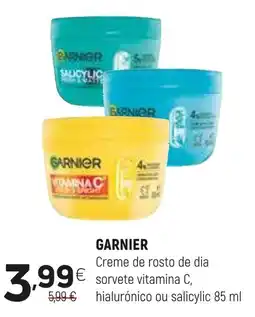 Coviran garnier creme de rosto de dia sorvete vitamina c, hialurónico ou salicylic promoção