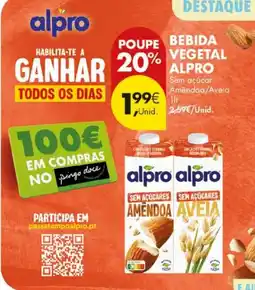 Pingo Doce bebida vegetal alpro sem açúcares amêndoa promoção