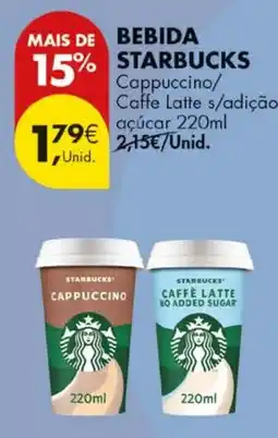 Pingo Doce bebida starbucks cappuccino/caffe latte s/adição açúcar promoção