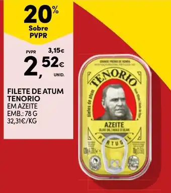 Continente Filete de atum tenorio em azeite promoção