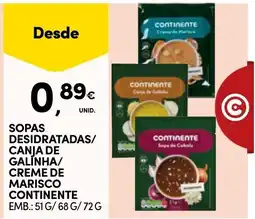 Continente sopas desidratadas/ canja de galinha/ creme de marisco continente promoção