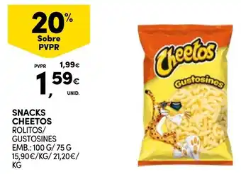 Continente Snacks cheetos rolitos/gustosines promoção