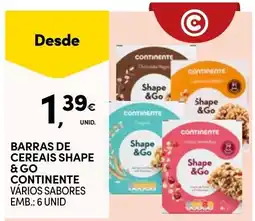 Continente Barras de cereais shape & go continente promoção