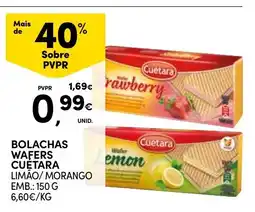 Continente Bolachas wafers cuetara limão/morango promoção
