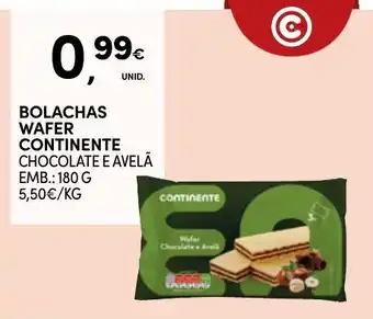Continente Bolachas wafer continente chocolate e avelã promoção