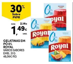 Continente gelatinas em pó 0% royal promoção